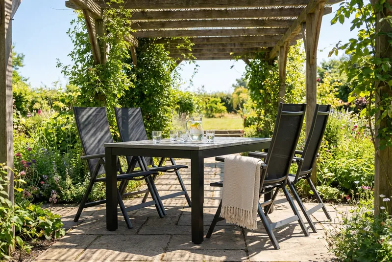Monaco utomhus matgrupp förlängningsbart 150-250x90 med 4 Monaco Light positionsstolar - Svart/Grå - Products - Utemöbler & utemiljö - Utegrupp - Matgrupp utomhus