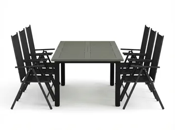 Monaco utomhus matgrupp förlängningsbart 150-250x90 med 6 Maggie positionsstolar - Svart/Grå - Products - Utemöbler & utemiljö - Utegrupp - Matgrupp utomhus