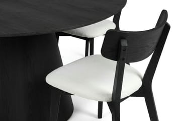 Siena Matgrupp 150 cm runt i Svart med 6 Amelia Matstolar med Dyna - Svart/Beige - Products - Utemöbler & utemiljö - Utegrupp - Matgrupp utomhus