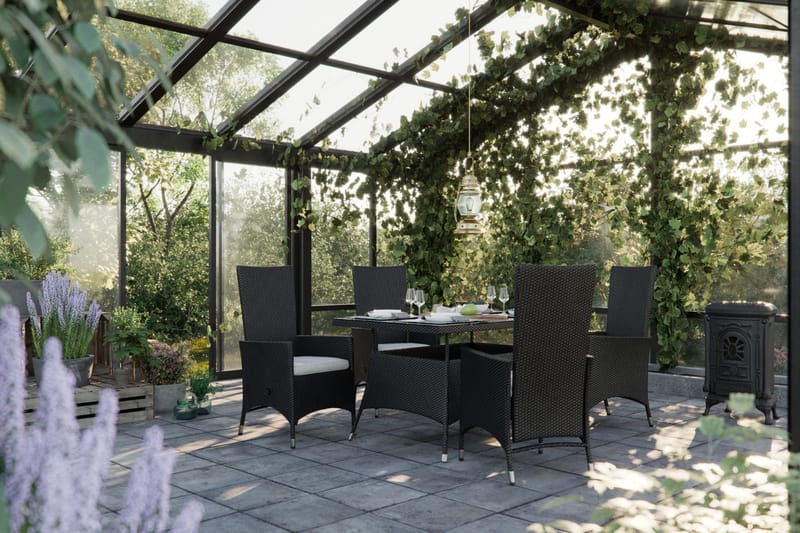 Thor Matgrupp Utomhus 140 + 4 Jenny Ställbar Fåtölj m Dyna - Svart/Svart/Svart - Products - Utemöbler & utemiljö - Utegrupp - Matgrupp utomhus