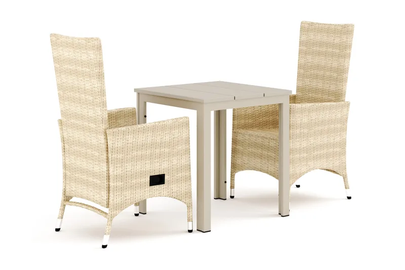 Tunis utomhus caféset 70x70 cm med 2 Jenny matstolar - Beige/Beige - Products - Utemöbler & utemiljö - Utegrupp - Matgrupp utomhus