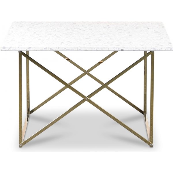 Terrazzo sofabord 75x75cm - Bianco Terrazzo & understel cross messing