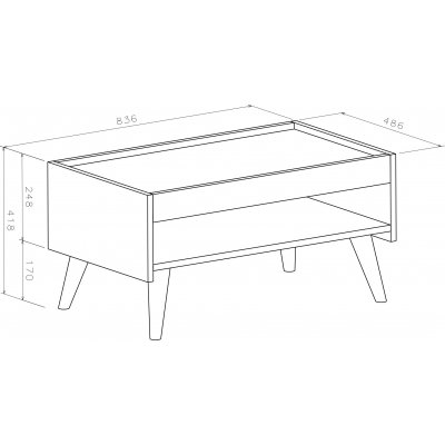 Ruby sofabord 83,6 x 48,6 cm - Hvid/eg