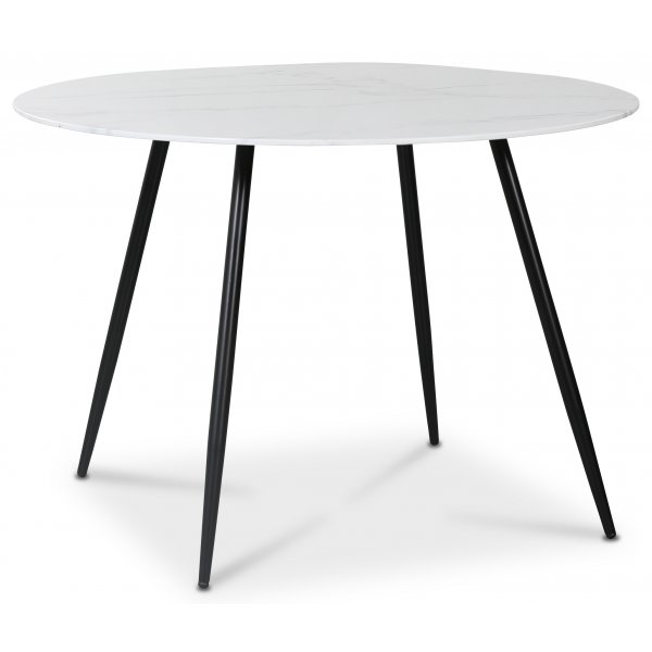 Art rundt spisebord 110 cm - Marmoreret Glas / Sort