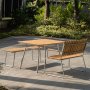 Mllan udendrsgruppe i teak: sofa + bnk og spisebord 120x80 cm