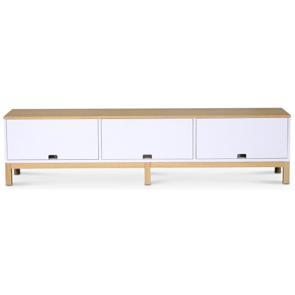 Alvaret mediebnk 188 cm - Olieret eg / Hvid