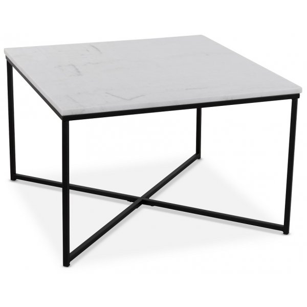 Maryland sofabord 75x75 cm - Hvid gte Marmor / Sort understel