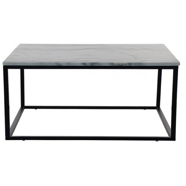 Accent sofabord 110 - Hvid Marmor / Sort underdel