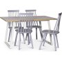 Edge spisegruppe; Spisebord i hvid HPL 140x90 cm med 4 gr Dalsland stokstole