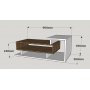 Spring sofabord 90 x 50 cm - Hvid/valnd