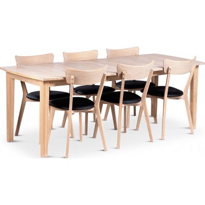 Kivik spisebord 160-210x90 cm med 6 Eksj stole