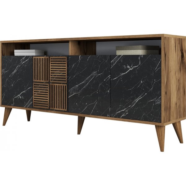 Milan sknk 160 cm - Valnd/sort marmor