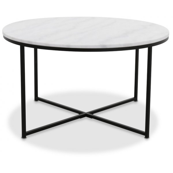 Maryland sofabord 85 cm - Hvid gte marmor / sort