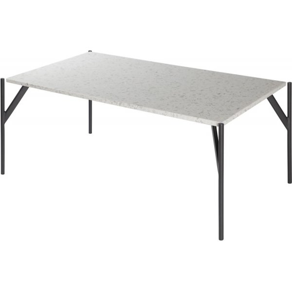 Terrazzo sofabord 110x60 cm - Bianco Terrazzo & understel AIR i sort metal
