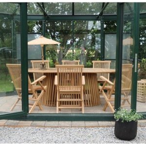 Saltö udendørs spisebordssæt, ovalt spisebord 200 cm med 6 stole - Teak + Møbelplejesæt til tekstiler Saltö udendørs spisebordssæt, ovalt spisebord 200 cm med 6 stole - Teak + Møbelplejesæt til tekstiler