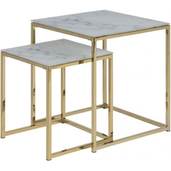 Jos indskudsbord - Messing / Marmoreret glas