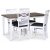 Skagen spisebordsst; klassisk spisebord 140x90 cm - Hvid/brunolieret eg med 4 Skagen stole (Kryds i ryggen) med grt stofsde