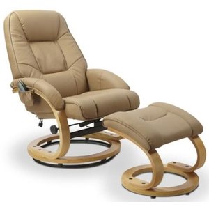 Lanzer massagestol med fodskammel - lys beige (PU) + Rengøring af imiteret læder Lanzer massagestol med fodskammel - lys beige (PU) + Rengøring af imiteret læder