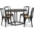 Sintorp spisebordsst, rundt spisebord 115 cm inkl. 4 stk. Samset stole i bjet tr - Sort marmor (Laminat) + Mbelfdder