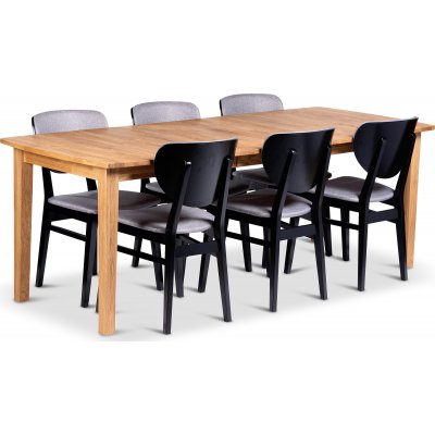 Visby spisebord 160-210x90 cm med 6 Borgholm stole
