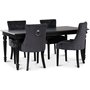 Paris spisegruppe sort bord med 4 stk Tuva-stole i grt fljl med ryghndtag