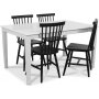 Mellby spisegruppe 140 cm bord med 4 sorte Karl cane stole - Hvid / Sort