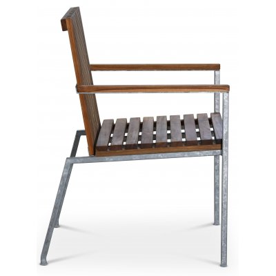 Alva spisebordsst 250x90 cm inkl. 8 stole - Teak / Galvaniseret stl + Trolie til mbler