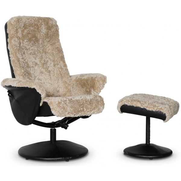 Times lnestol med fodskammel (Recliner) - Beige freskind