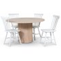 Pose spisebordsst: Bord 130 cm inkl. 4 stk. hvide pindestole - Whitewash