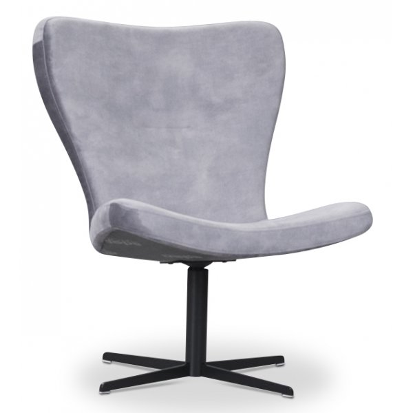 Plettet rd designerlnestol - Lysegr (Velvet)