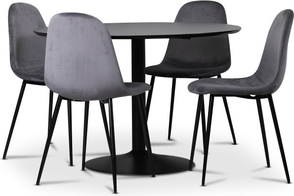 Seat spisegruppe, spisebord med 4 Carisma fljlstole - sort / gr