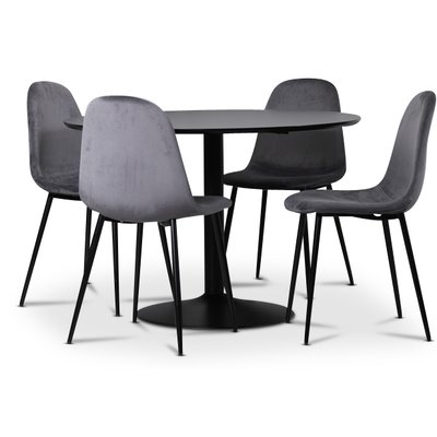 Seat spisegruppe, spisebord med 4 Carisma fljlstole - sort / gr + Pletfjerner til mbler