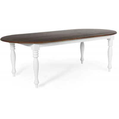 Victoria stort ovalt spisebord 230x110 cm - Hvid/Brun bejdse + Mbelfdder