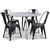 Rosvik spisegruppe, rundt spisebord med 4 stk Industry metalstole - gr / sort / guld + 3.00 x Mbelfdder