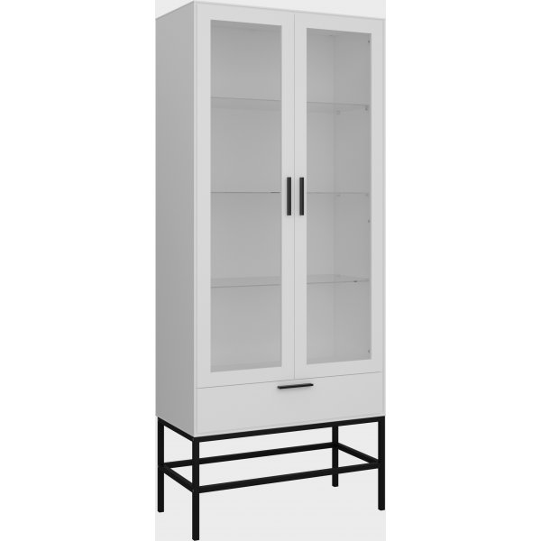 Slimline glasskab - Hvid/sort