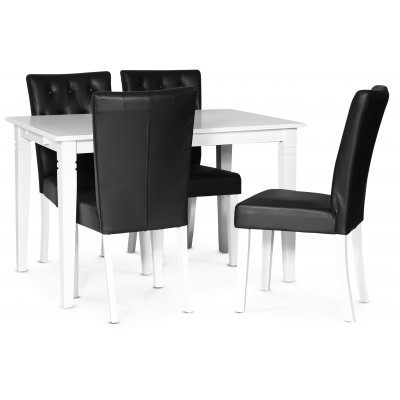 Sandhamn spisebordsst 120 cm bord med 4 Crocket stole i Sort PU + 3.00 x Mbelfdder
