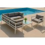 Udendrsgruppe med bord og hjrnesofa i hvid aluminium
