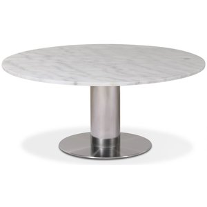 Next runde marmor sofabord D105 cm - Brstet stl / marmor (hvid)