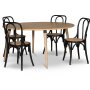 Omni spisegruppe, rundt spisebord 130 cm inkl. 4 Tony sorte bjet trstole - Whitewash