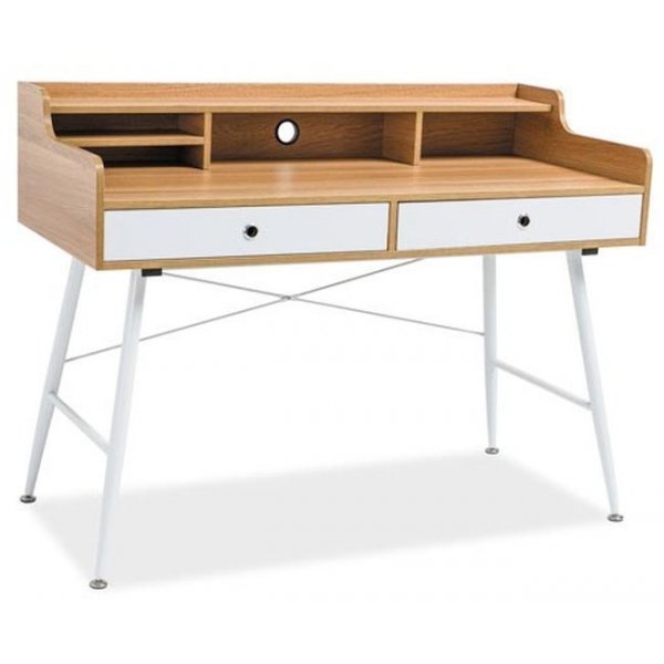 Skrivebord Emery - Hvid/eg