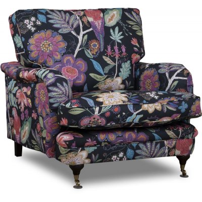 Spirit Howard lnestol i blomstret stof - Eden Parrot Black + Mbelplejest til tekstiler