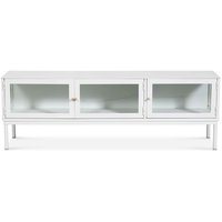 Cliff mediebænk i metalplade - Hvidt / klart glas Cliff mediebænk i metalplade - Hvidt / klart glas