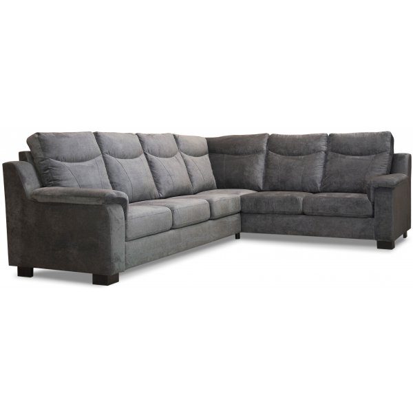 Atlas hjrnesofa med hj ryg (5 personer) - Gr chenille
