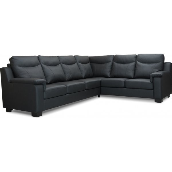 Atlas hjrnesofa med hj ryg (5 personer) - Sort (PU)