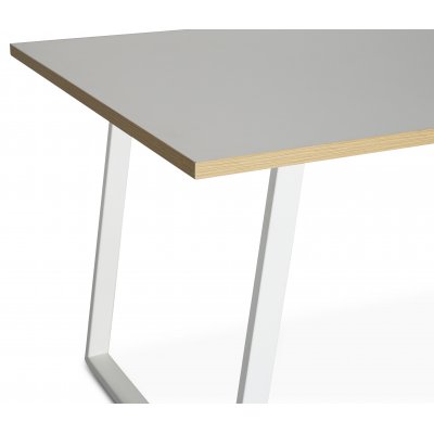 Edge spisegruppe; Spisebord i hvid HPL 240x90 cm med 8 gr Orust stokstole + Pletfjerner til mbler