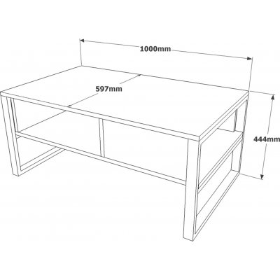 Metal sofabord 100 x 59,7 cm - Fyrretr