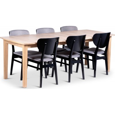 Kivik spisebord 160-210x90 cm med 6 Borgholm stole
