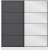 Kapusta garderobe med spejldr, 180 x 52 x 190 cm - Hvid/antracit