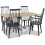 Signum spisegruppe Slagbord hvid/eg med 4 gr Dalsland stokstole med armln