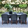 Oxford udendrs spisegruppe; gr/hvid bord 220 cm inkl. 6 Valetta lnestole gr syntetisk rattan